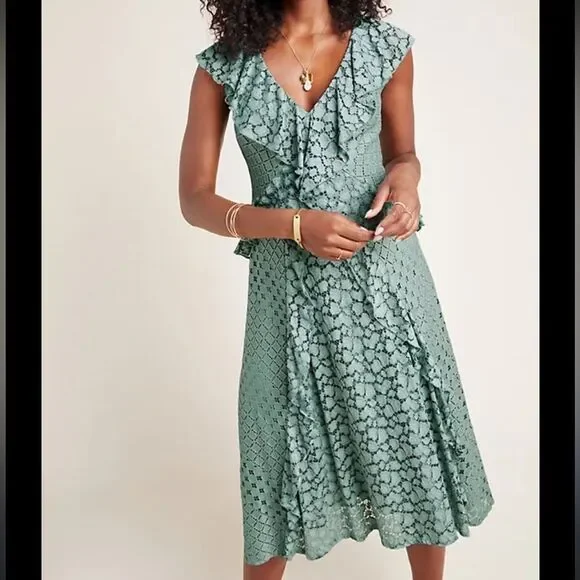 Anthropologie Antoinette Ruffled Midi Dress - Picture 8 of 8